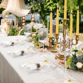 Supernal 100 Pack Gold Plastic Silverware,Pre Rolled Silverware Set Disposable,Gold Disposable Utensils Includes 100 Plastic Forks Spoons and Knives Set,and 100 Napkins for Wedding,Birthday, Party