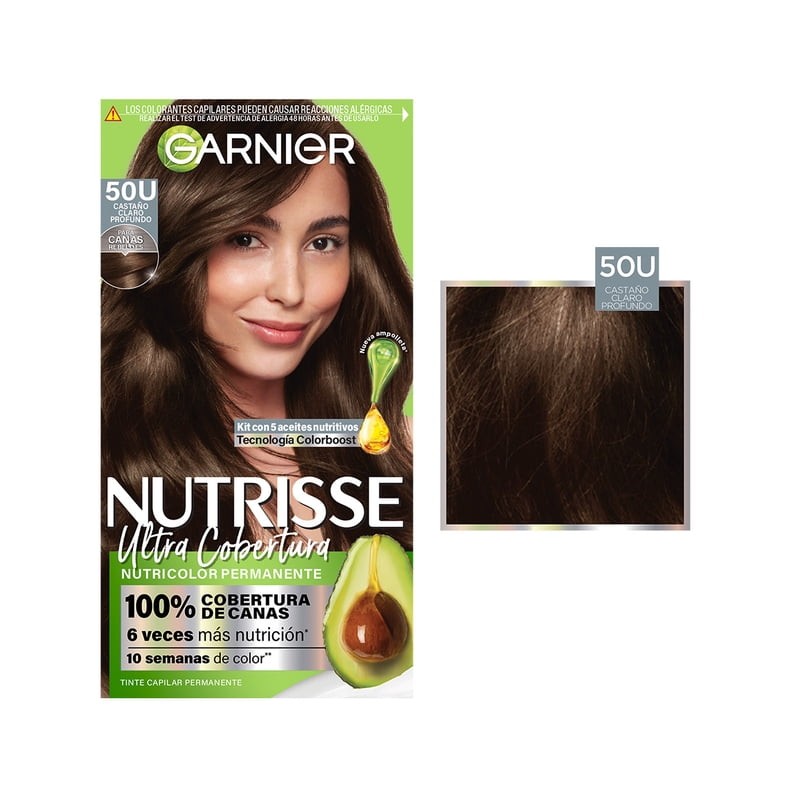 Tinte para cabello Garnier Nutrisse ultra cobertura 50u castaño claro