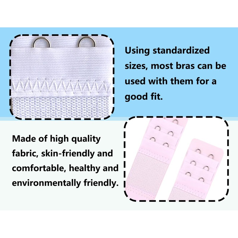 KAPSING 8 Pieces Bra Extender, 3 Rows 2 Hooks, Elastic