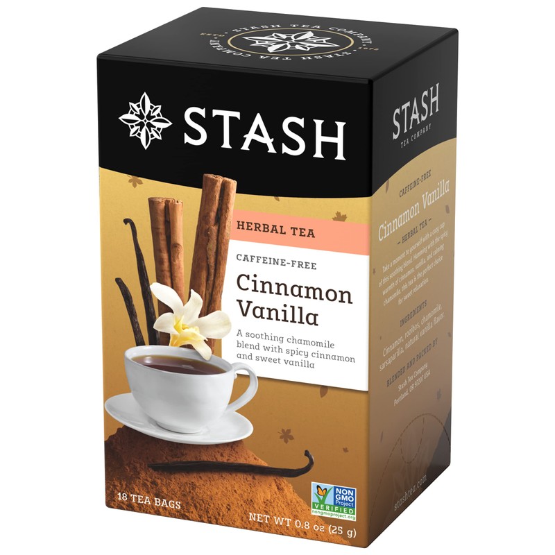 Stash Tea Cinnamon Vanilla Herbal Tea - Naturally Caffeine Free,
