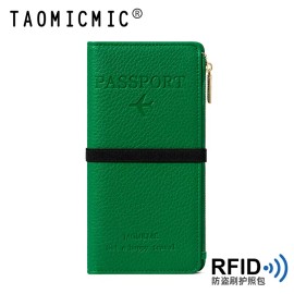 Unbranded Family Travel Wallet Passport Holder RFID Blocking Document Organizer Bag Case - Green