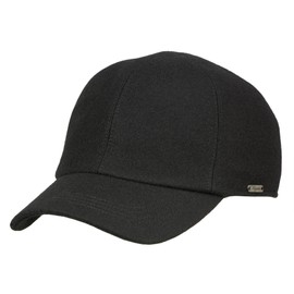 Wigens Kent 100% Wool Baseball Cap with Earflaps Black