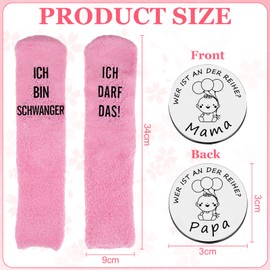 NewZC Gifts for Expectant Mum Ideas Pregnancy Socks Set Women Non-Slip Coral Velvet Pink Expectant Mum Socks with Funny Decision Coin for New Parents, pink