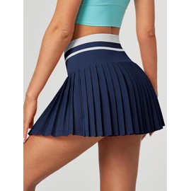 Heathyoga Pleated Tennis Skirt with Pockets for Women Tennis Skort for Woman High Waisted Golf Skirts Athletic Skirt Navy Blue