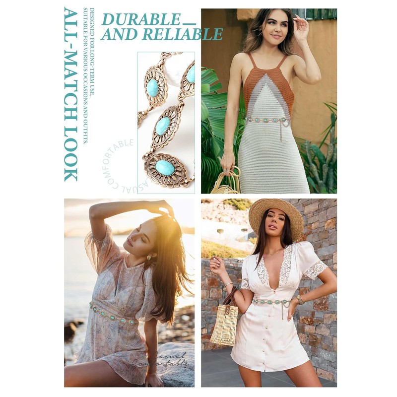 FIORETTO - Cinturón de cadena para mujer, diseño ovalado, de