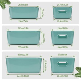 Vivikivi Pack of 6 storage boxes, plastic organiser box with handles, 6 colours, 3 sizes for storage boxes, storage boxes for shelves, drawers, office, bathroom, toys, kitchen