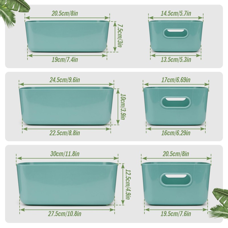 Vivikivi Pack of 6 storage boxes, plastic organiser box with