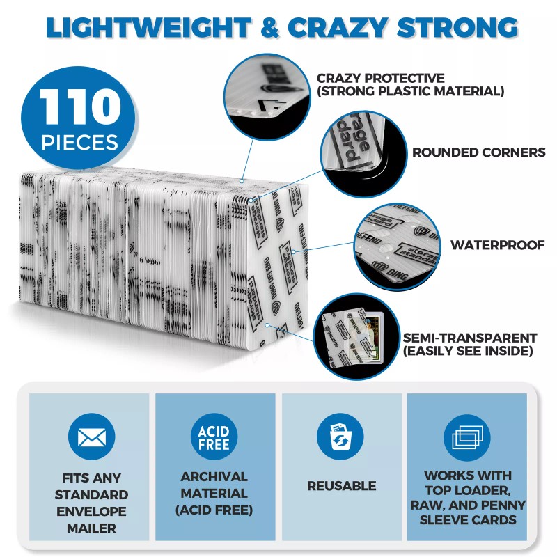 Trading Card Shipping Protectors 110 Pack 3.5'' x 4.5'' Flats