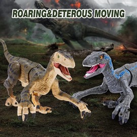 New Multifunctional RC Dinosaur Electric Dinosaur Robot Toy RC Robot Simulation Animal Model Kids Toys (Gray)