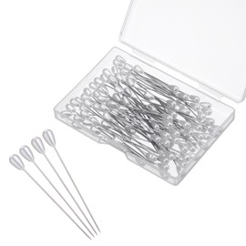 100 Pack Pearl Pins Corsage Pins with Box 2.17" Prom Bouquet Pin White Straight Head Pin for Flower DIY Decoration Jewelry Making Wedding Sewing Project