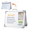 Magnetic Dry Erase Board with Calendar - Small Double Sided Whiteboard on Desktop with Monthly Schedule Planner, Portable Folding White Board on Table Top for Kids Drawing, Teacher Students Classroom