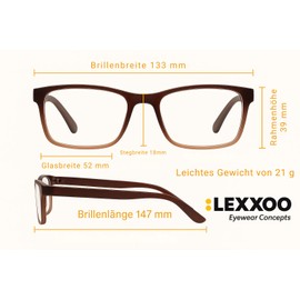 LEXXOO 3er-Set Lesebrillen Braun Verlauf +1,5 Dioptrien – Preiswertes Brillen-Bundle für Damen & Herren – Alltagstauglich & leicht, ohne Federscharnier