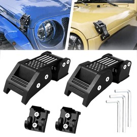 BOMLING Hood Latches, Aluminum Hood Catch kit with U.S Flag Style Compatible with 2007-2018 Jeep Wrangler JK JKU Unlimited & 2018-2020 Jeep Wrangler JL JLU, Hood Catches Lock, Black
