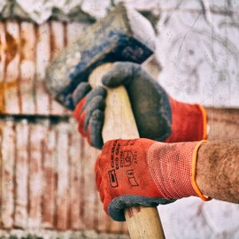 Gebol Eco Grip Work Gloves for a Secure Grip Latex Gloves for Men Size L (Size 9) Red 1 Pair