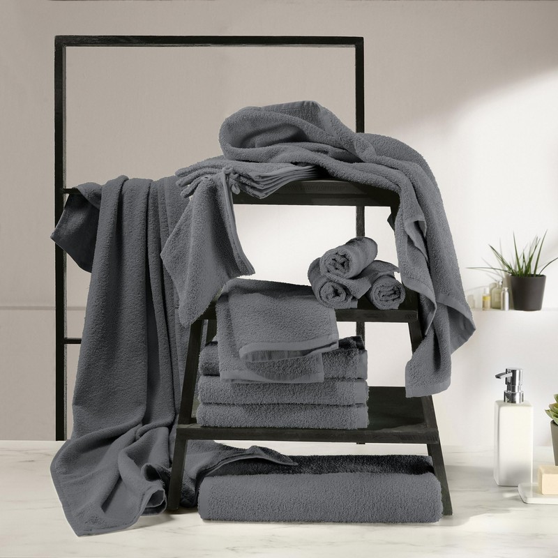 REDBEST Duschtuch Oceanside 4er-Pack Walk-Frottier anthrazit Größe 70x140 cm