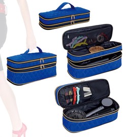 UOZL Hair Dryer Curling Iron Storage Bag, Travel Carrying Case, Slim Expandable Handheld Dual-Layer Travel Storage Bag for Dryer/Hair Tool Organizer/Style Organizer (Blue)