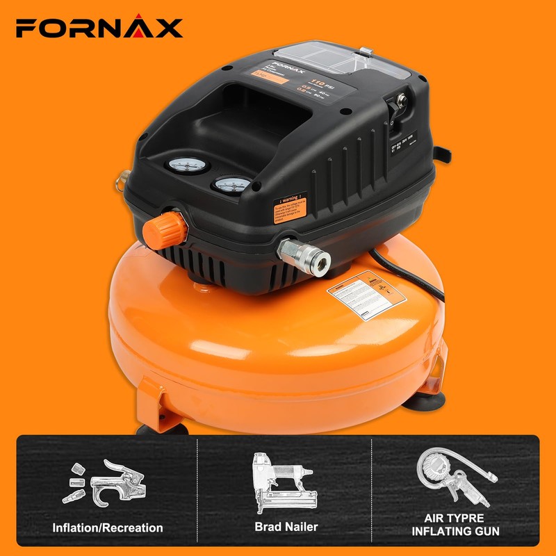 FORNAX Pancake Air Compressor, 3 Gallon, 110 PSI Portable Air
