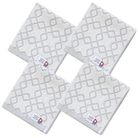 Bloom Imabari Towel Certified Hand Towel, Set of 4, SION Towel Handkerchief, 13.4 x 13.8 inches (34 x 35 cm), Water Absorbent, Large, Design, Made in Japan, 100% Cotton (Minamo)