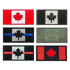 6 Pack Bundle Canada Flag Patch -Tactical Canadian CA Maple Leaf Embroidery Emblem Patches -3.5X1.75 inch-Perfect Patch Attachment for Backpack Bags Jackets Uniform Clothes Vest
