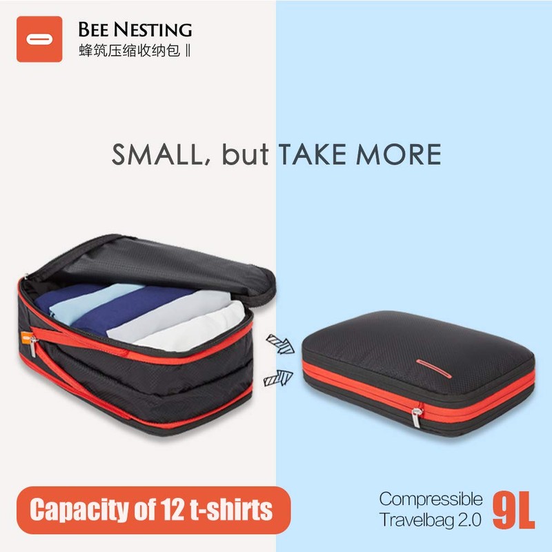 Bee Nesting 2 Sided Compression Packing Cubes 9L for Backpacking