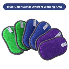 6 Pack Multi-Purpose Sponges Kitchen, Dual-Sided Microfiber Dish Sponges 3 Colors, Non-Scratch Dish Scrubber, Durable Reusable Cleaning Sponges for Dishes, Pots, Pans, Kitchen