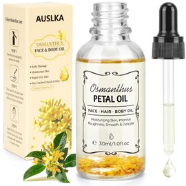 AUSLKA Facial Body Oil Moisturizing Without Greasiness, Natural Massage Essential Oil with Petal Fragrance for Face Body Hand Contains Vitamin E Anti Ageing & Anti Wrinkle, 1 FL.OZ (30ml)