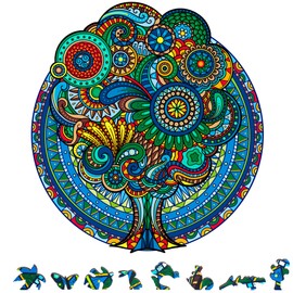 ZenChalet - Floral Retro Wooden Jigsaw 200 Piece Puzzle - Unique Wooden Puzzles for Adults, Cool Brain Teaser - Great Gift for Friends and Family