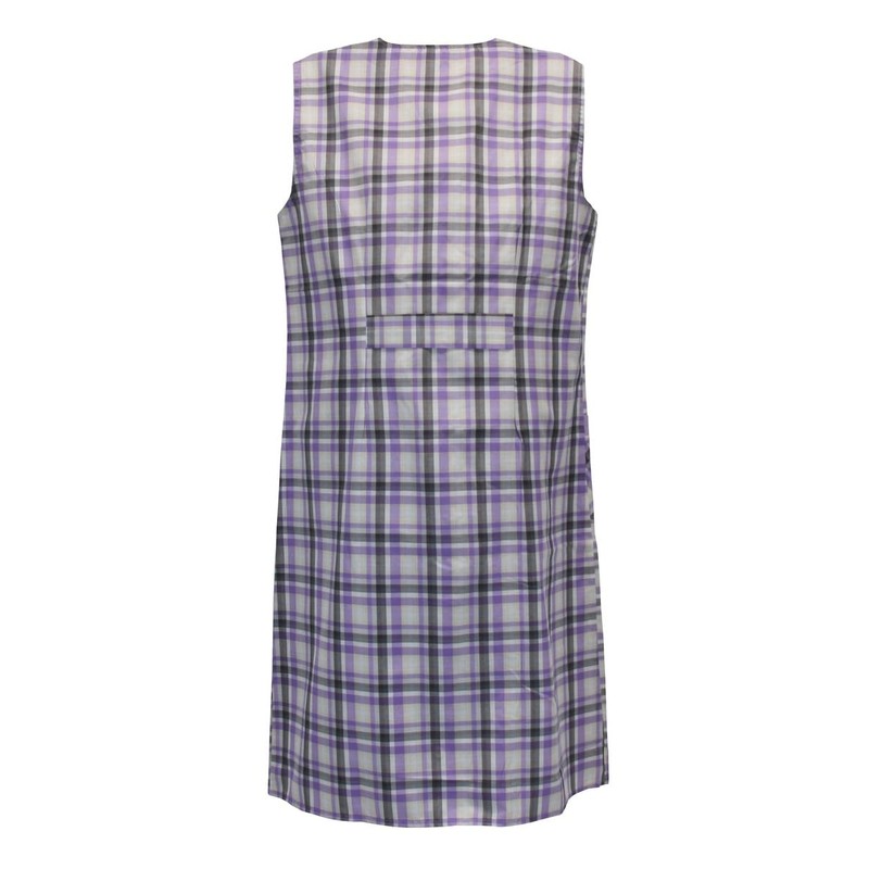Schuerzenfabrik Button Gown Women's Mixed Fabric Checked Apron Sleeveless Cooking