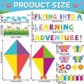Butterfly Kite Bulletin Board Set DIY Photo Name Tags Back to School Paper Cutouts Colorful Flower Classroom Decorations for Motivational Nursery Wall Decor(Flying Into A Learning Adventure)