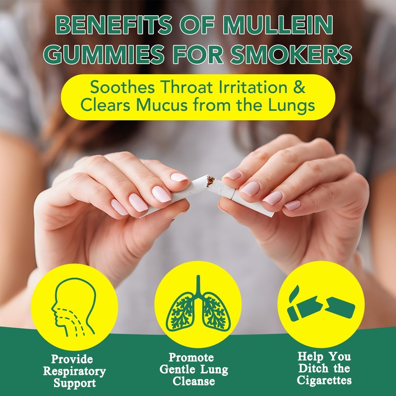 Mullein Gummies 2000mg for Lungs, Mullein Leaf Extract for Lung