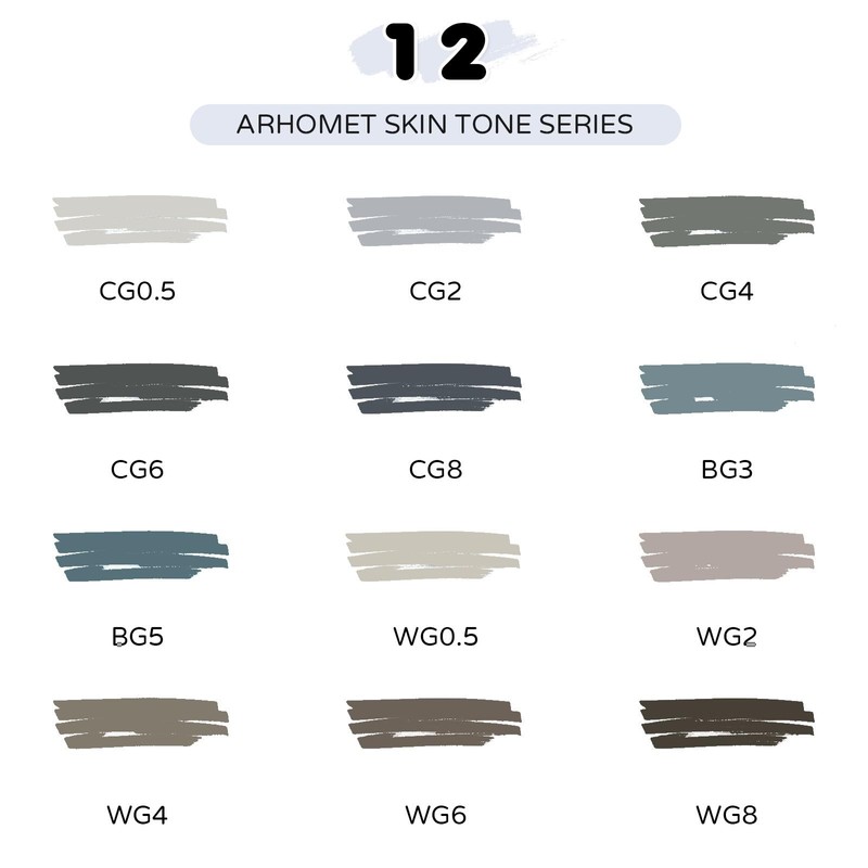 12pcs Grey Gray Alcohol Markers Set, Cool Grey, Warm Grey,