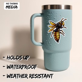 Hornet Sticker 4 Inch Vespa Stinging Insect Hornet Lover Pest - Waterproof Animal Vinyl Decal for Laptop Water Bottle Car Tumbler - Durable Aesthetic Long-Lasting Stickers for Adults ID44990