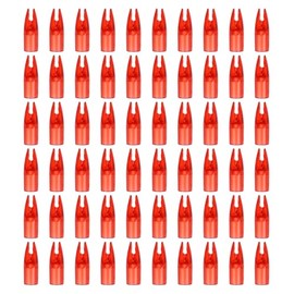 PATIKIL Archery Arrows Nocks 7mm, 60 Pcs Plastic Glue on Arrow Nock Replacement for Hunting Arrows Compound Bow Recurve Bow, Transparent Red