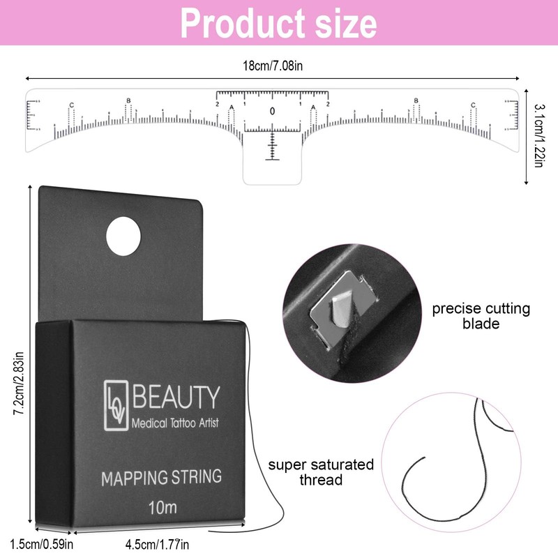Pack of 100 Eyebrow Rulers with 1 Box 10M Premium