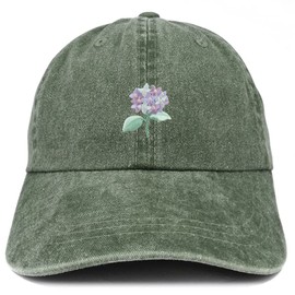 Trendy Apparel Shop Hydrangea Patch Pigment Dyed Washed Baseball Cap - Dark Green