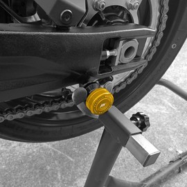MotHeartCNC Swing Arm Spool Slider for M8 - CNC Aluminum Heavy Duty Motorcycle Rear Stand Bobbins for Protection and Maintenance (Gold)