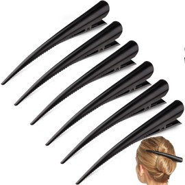 6 Pcs Large Long Alligator HairClips,5 inch Rust-Proof Durable Non-Slip Duckbill Metal Clips,for Styling Salon Sectioning,for Women Thick and Thin Hair,DIY Accessories(Black)