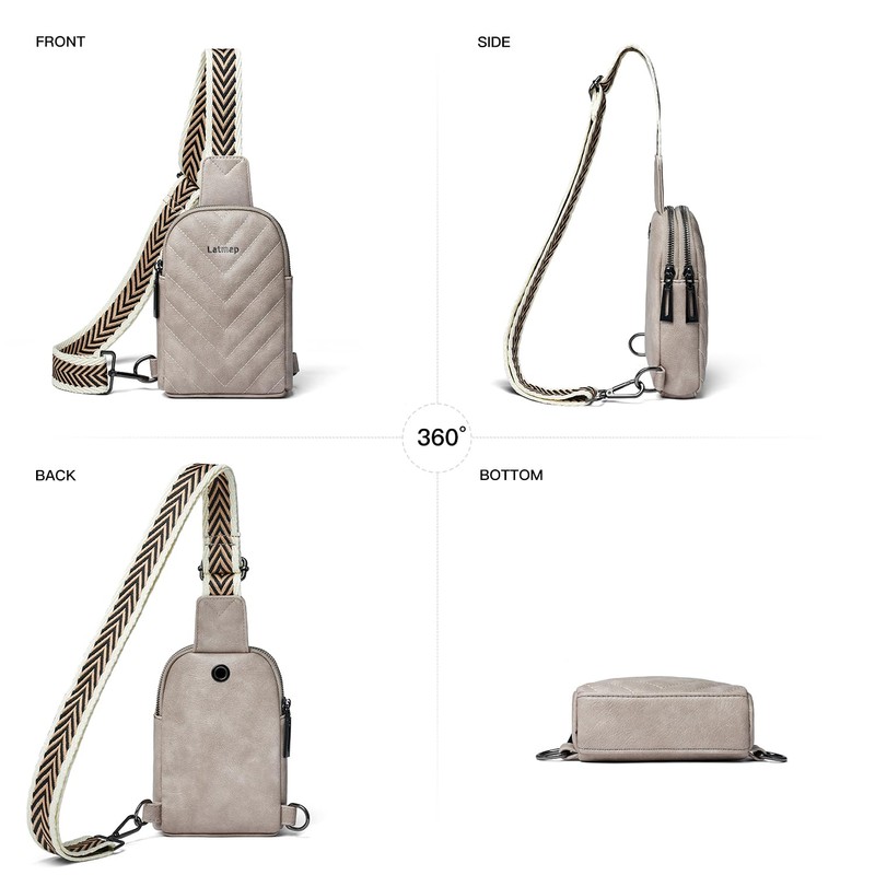 LATMAP Sling Bag for Women Men Leather Small Sling Backpack