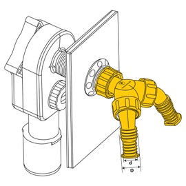 Double Hose Nozzle for Polyethylene Flush-Mounted Device Siphon with Backflow Preventer for Connections 3/4 Inch and 1 Inch Chrome-Plated