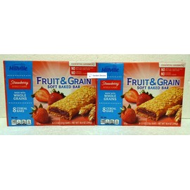 Millville Fruit & Grain Soft Baked Bar Strawberry Naturally Flavored 10.4oz 296g (Two Boxes)