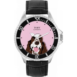 Toff London Mens Brown and White Cocker Spaniel Dog Head Watch