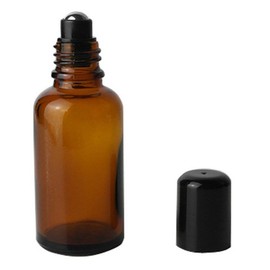 2PCS 100ML Upscale Empty Refillable Amber Glass Roll on Bottles Essential Oil Perfume Roller Bottles with Stainless Steel Roller Ball and Black Cap Attar Bottle