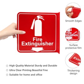 10 Sets 3D Fire Extinguisher Projecting Sign 6.3" x 6.3" Acrylic Fire Extinguisher Sign with Down Arrow Pre Drilled Mounting Hole, Includes Matching Screws，for Indoor Outdoor Wall