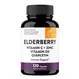 Sandhu’s Elderberry, Vitamin C, Zinc, Quercetin & D3 – Immune Support Dietary Supplement – Natural Healthcare Wellness Syrup – 250g