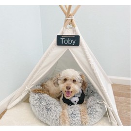 Mr. Peanut's OrthoPlush Two Tone Extra Fluff Faux Fur Donut Pet Bed (Small, Gray)