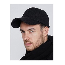 Mens Wool Blend Baseball Cap Plain Winter Warm Golf Hat Adjustable (AU, Alpha, One Size, Black)
