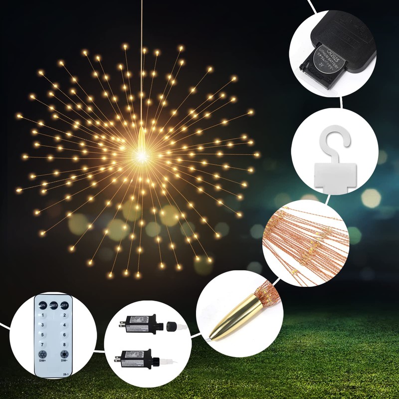 PXBNIUYA 5 Pack 1000LED Plug in Starburst Sphere Lights,Firework Lights