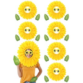 Mepase 6 Sets Sunflower Costume for Adult Yellow Flower Costumes Women Sunflower Headgear Glasses Leaf Glove Performance Props (Adult)