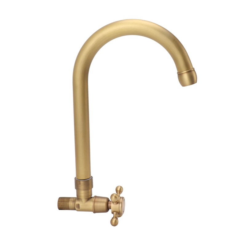 Antique Brass Basin Faucet with Cross Knob Single Handle Faucet