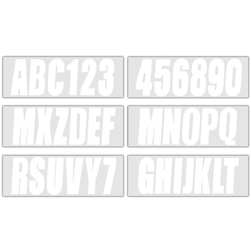 QuickMariner 4 Sets 3" Solid White Alpha-Numeric Registration Numbers and